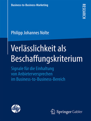 cover image of Verlässlichkeit als Beschaffungskriterium